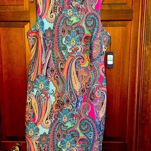 Tommy Hilfiger Paisley Pastel Dress, Size 16. Polyester/Spandex.